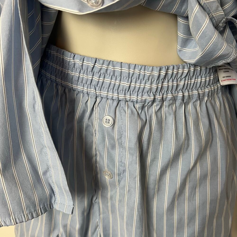 Sincerely Jules Blue Vertical Striped Long Sleeve Shorts Loungewear Set Medium - Picture 6 of 7